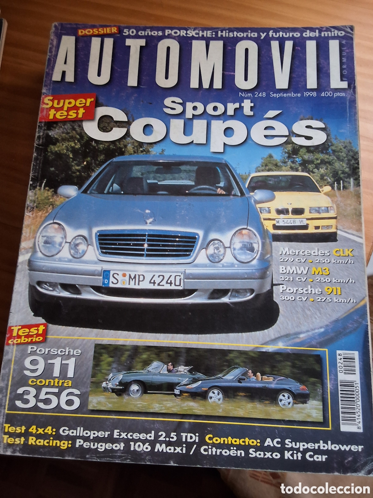 Carros: Automovil revista mensual n&uacute;mero 248 a&ntilde;o 1998 septiembre