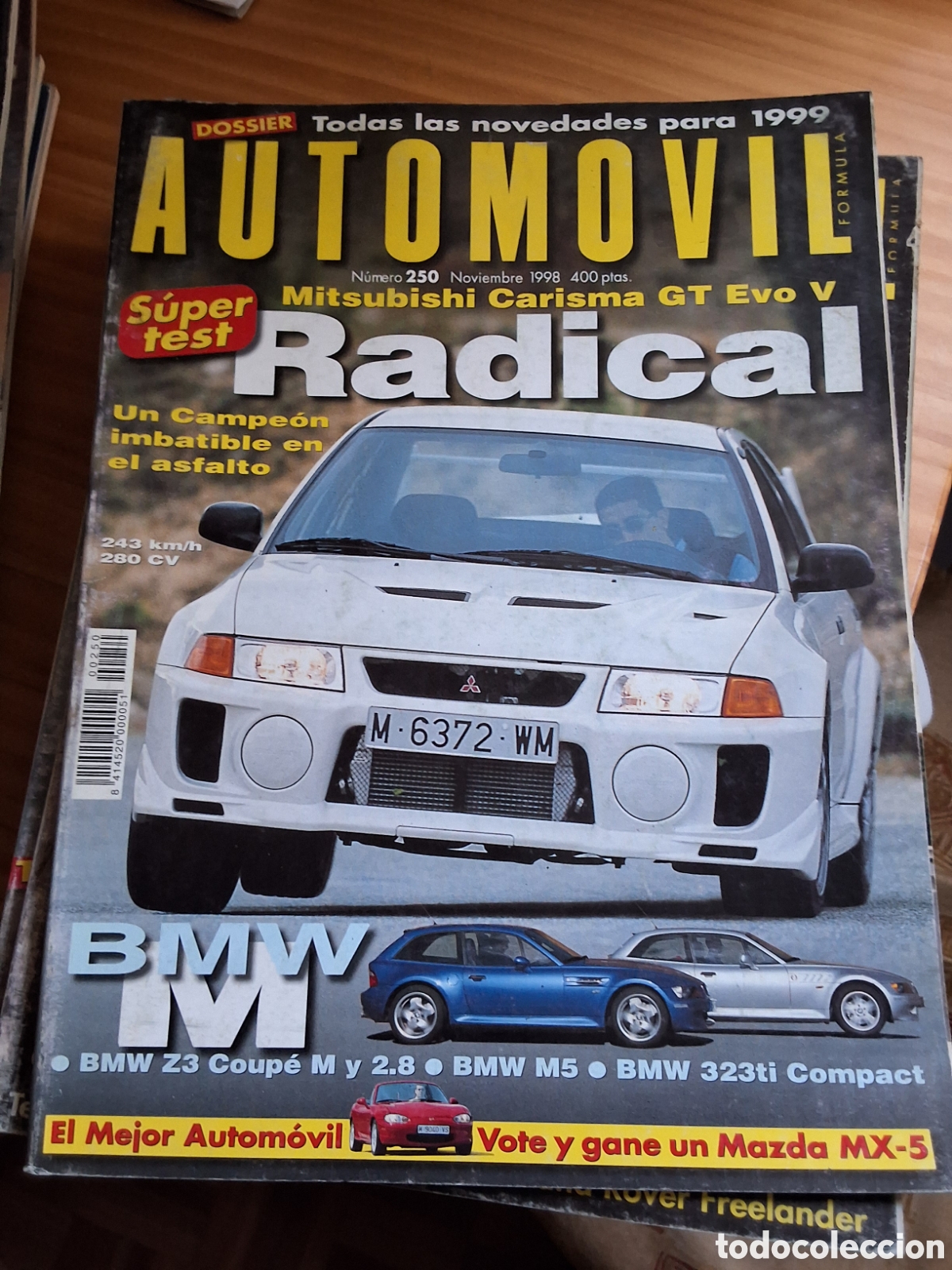 Carros: Automovil revista mensual n&uacute;mero 250 a&ntilde;o 1998 noviembre