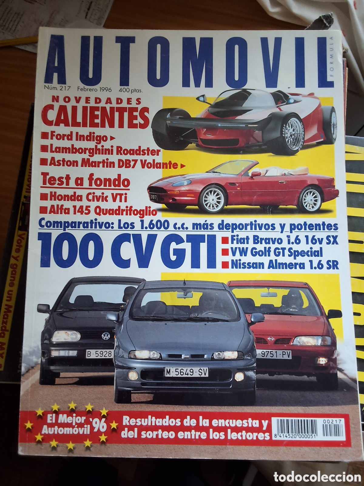 Carros: Automovil revista mensual n&uacute;mero 217 a&ntilde;o 1996 febrero