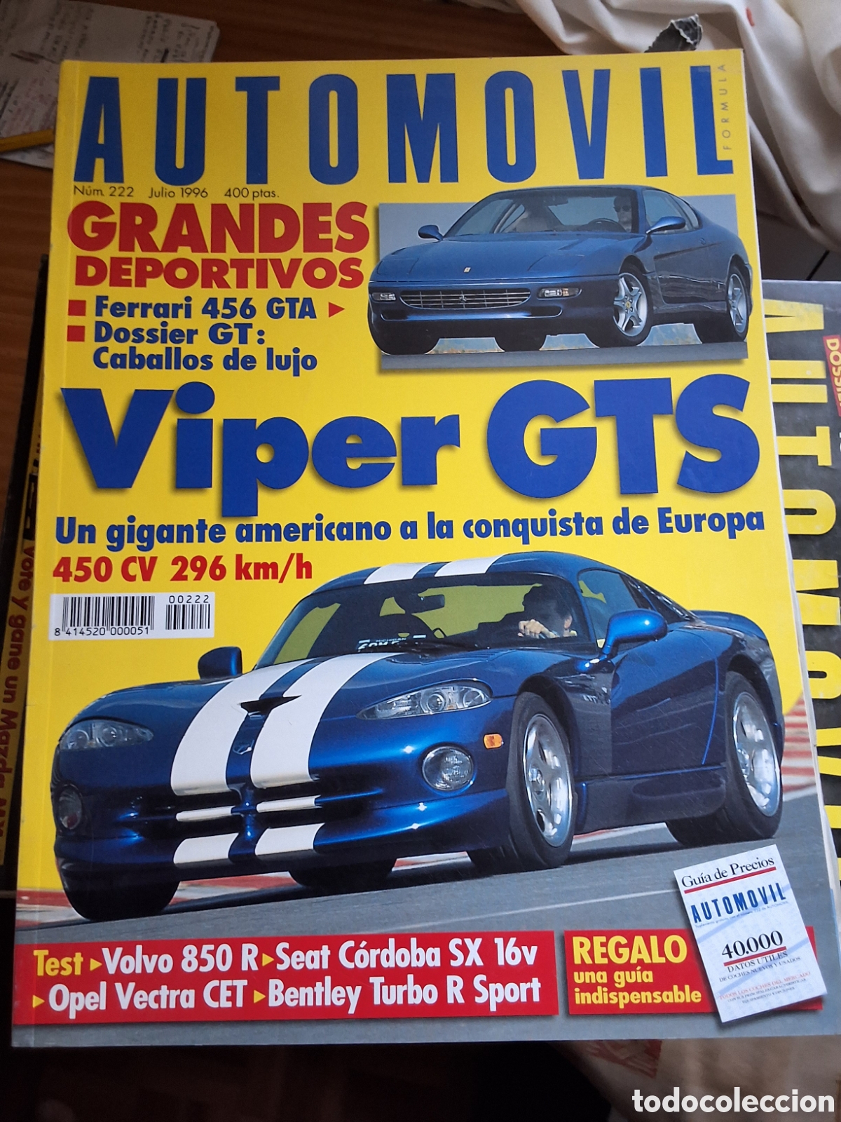 Carros: Automovil revista mensual n&uacute;mero 222 a&ntilde;o 1996 julio