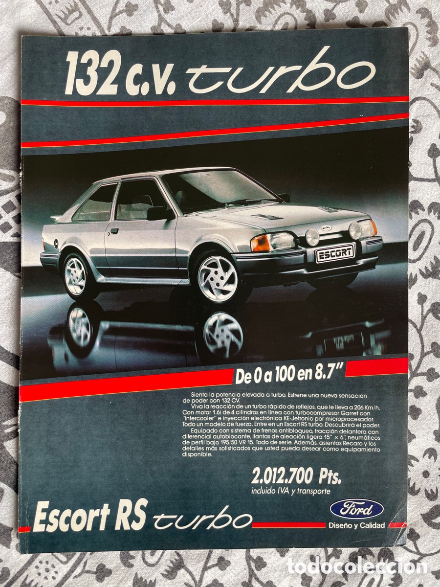 Coches: Doble hoja de publicidad Ford Escort RS turbo y Alfa Romeo 75