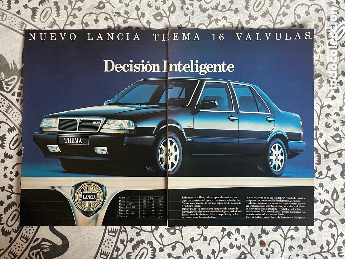Coches: 2 Hojas de publicidad del LANCIA THEMA 16V