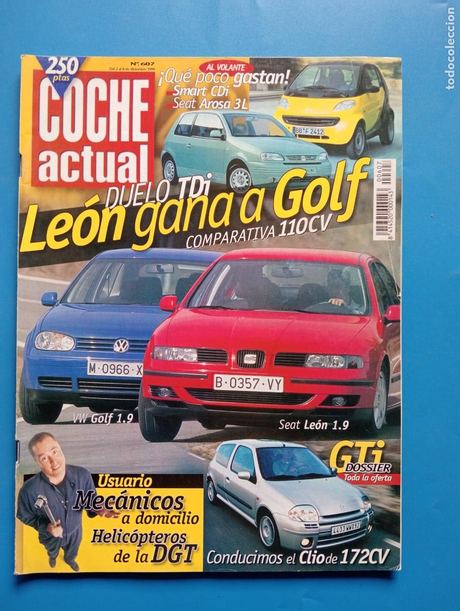 Autos: COCHE ACTUAL. N&ordm; 607. DICIEMBRE 1999. DUELO TDI . LEON GANA A GOLF. COMPARATIVA 110 CV. LEER.