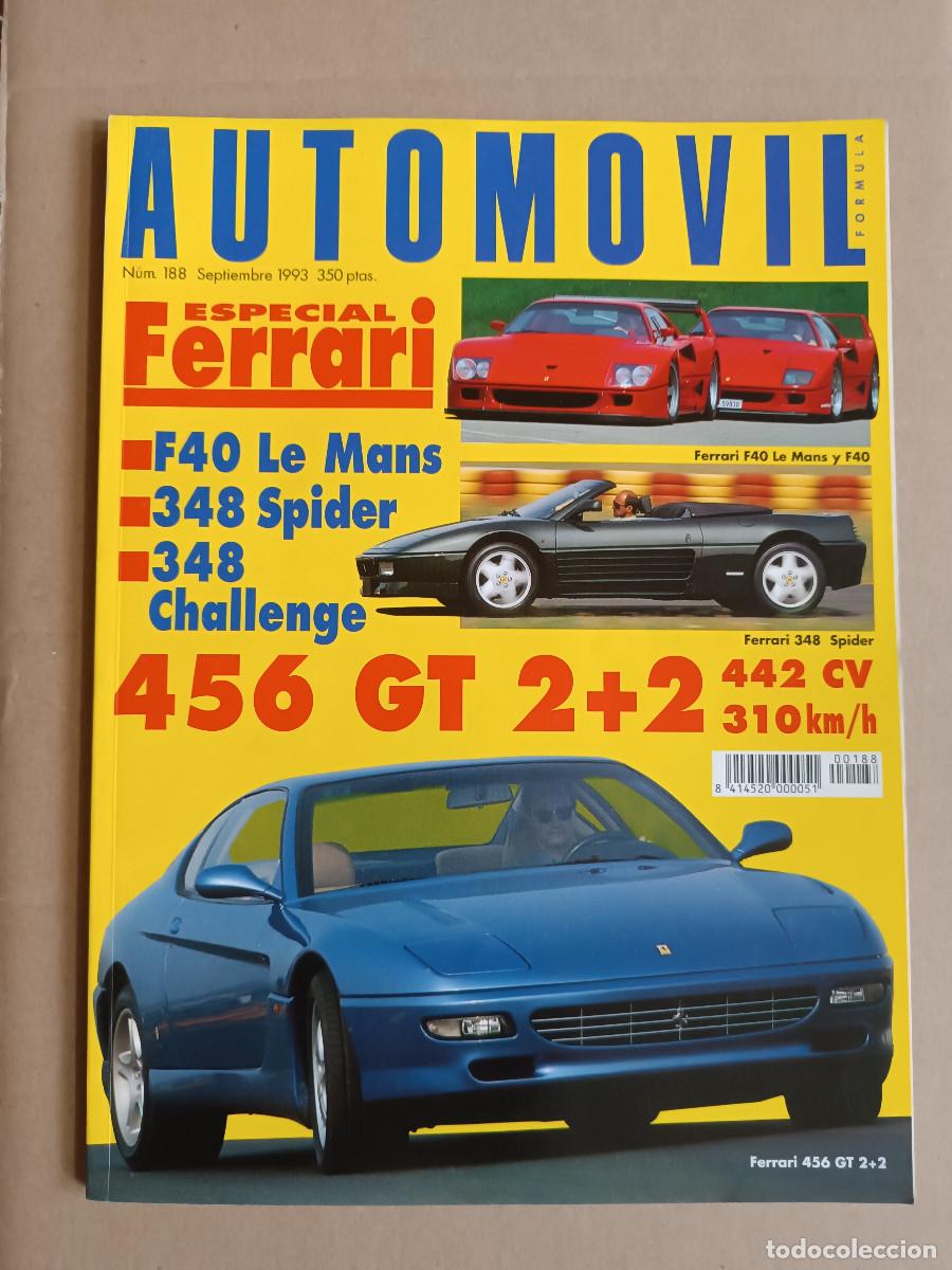Cars: REVISTA AUTOMOVIL N&ordm; 188 A&Ntilde;O 1993. PRU: FERRARI 348 SPIDER, FERRARI 456 GT 2+2. COMP: FERRARI F40 Y