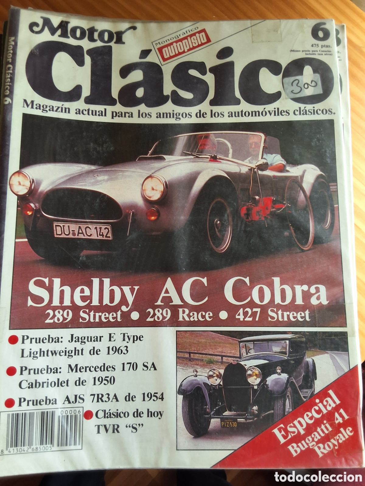 Autos: Motor clasico revista n&uacute;mero 6 a&ntilde;o 1988/6 bugatty 41 shelby prueba Mercedes jaguar