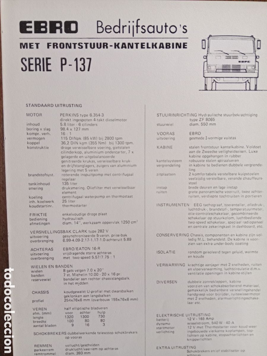 Coches: Ficha t&eacute;cnica cami&oacute;n Ebro P 137 - Foto 1