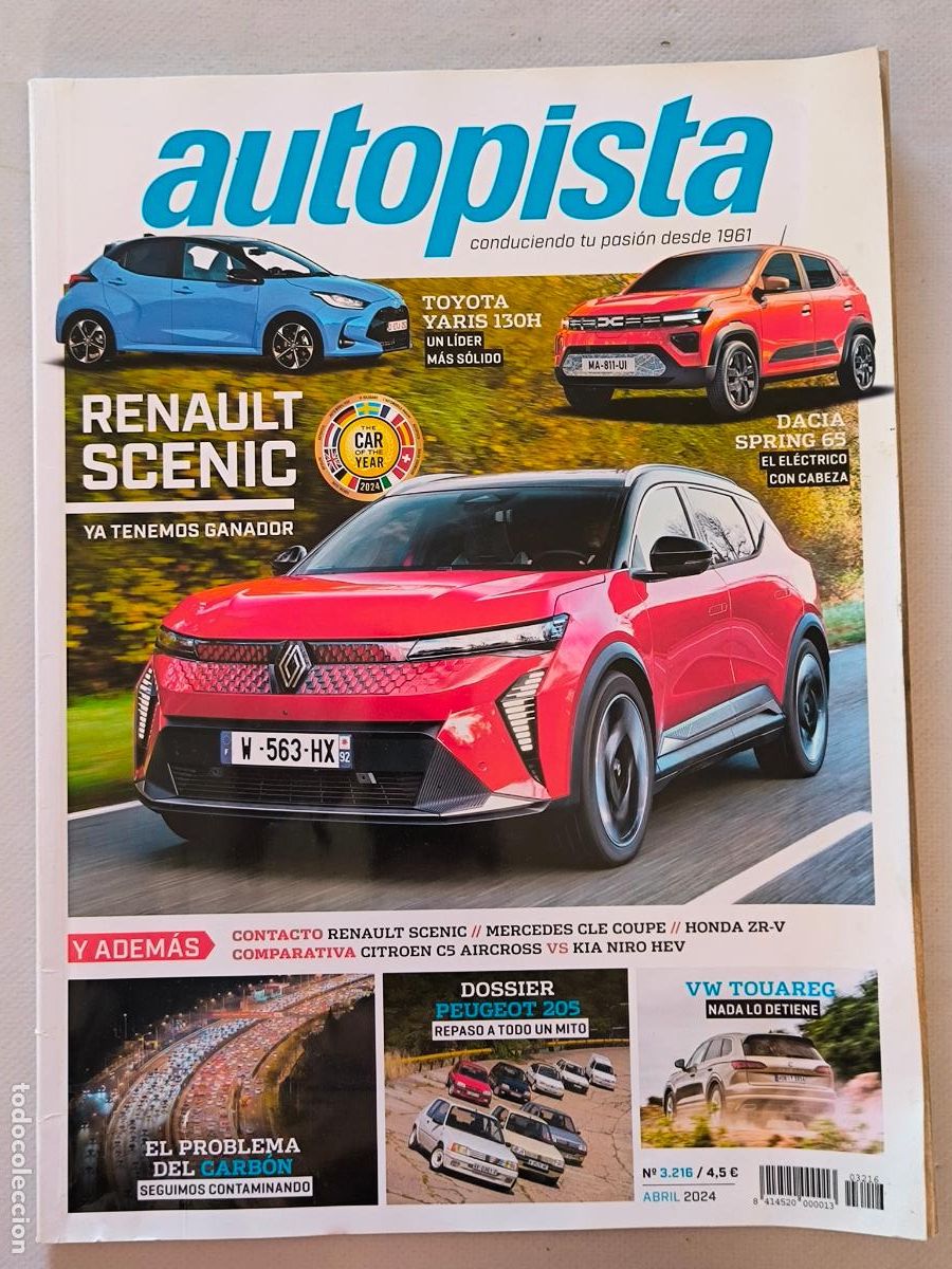 Coches: AUTOPISTA N&ordm; 3216 - ABRIL 2024 - RENAULT SCENIC / TOYOTA YARIS / DACIA SPRING 65 / MERCEDES CLE (H1)