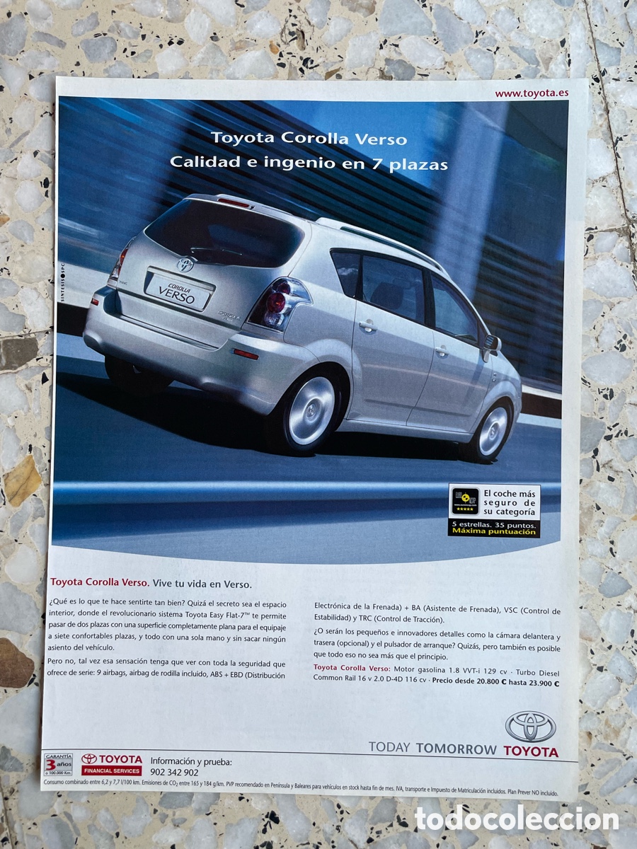 Coches: Publicidad Toyota Corolla Verso / Hoja de revista