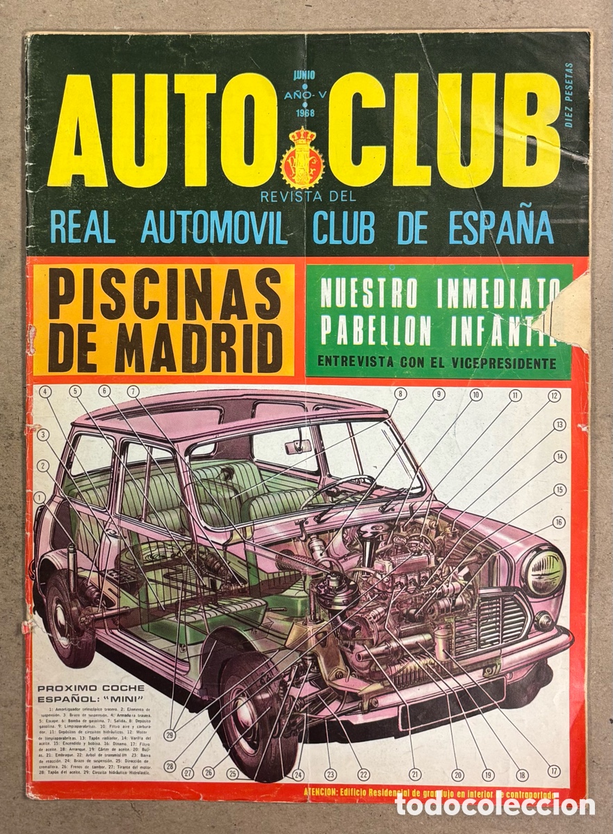 Coches: AUTO CLUB REVISTA DEL REAL AUTOM&Oacute;VIL CLUB DE ESPA&Ntilde;A JUNIO 1968.