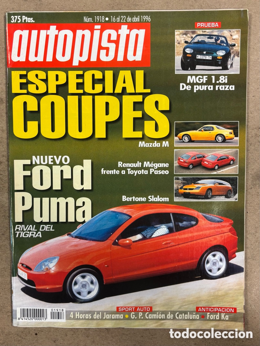 Coches: AUTOPISTA N&deg; 1918 (1996). FORD PUMA, ESPECIAL COUPES: MAZDA M, RENAILT MEGANE VS TOYOTA PASEO