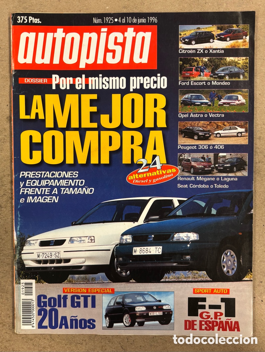 Coches: AUTOPISTA N&deg; 1925 (1996). VOLKSWAGEN GOLF GTI ESPECIAL 20 A&Ntilde;OS, DOSSIER COMPARATIVAS MISMO PRECIO