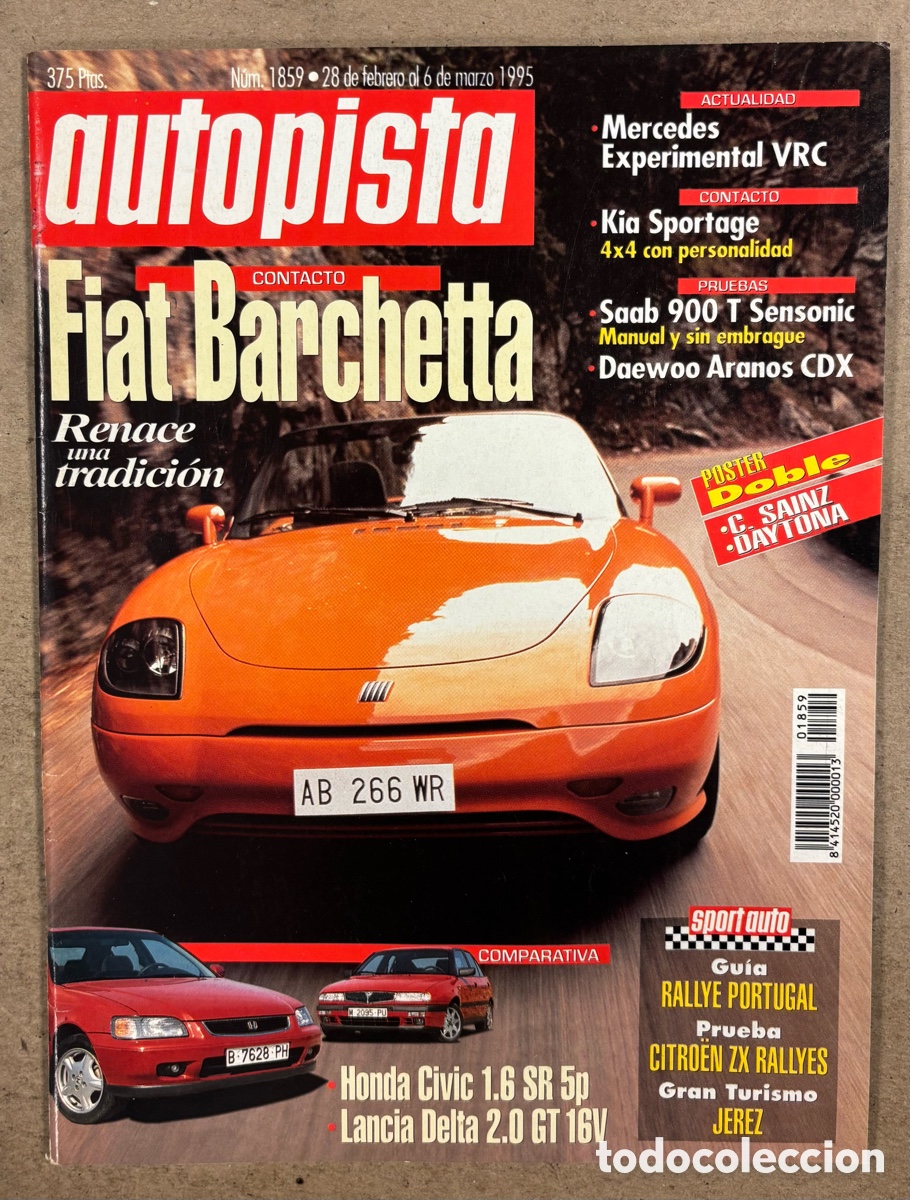 Coches: AUTOPISTA N&deg; 1859 (1994). FIAT BARCHETTA, HONDA CIVIC 1.6 SR Vs LANCIA DELTA 2.0 GT 16V, SAAB 900 T