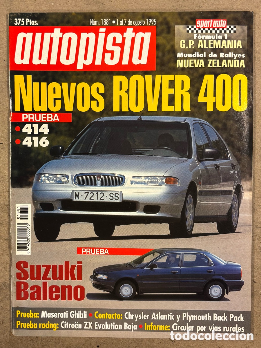 Coches: AUTOPISTA N&deg; 1881 (1994). ROVER 414 y 416, SUZUKI BALENO, MASERATI GHIBLI, CHRYSLER ATLANTIC