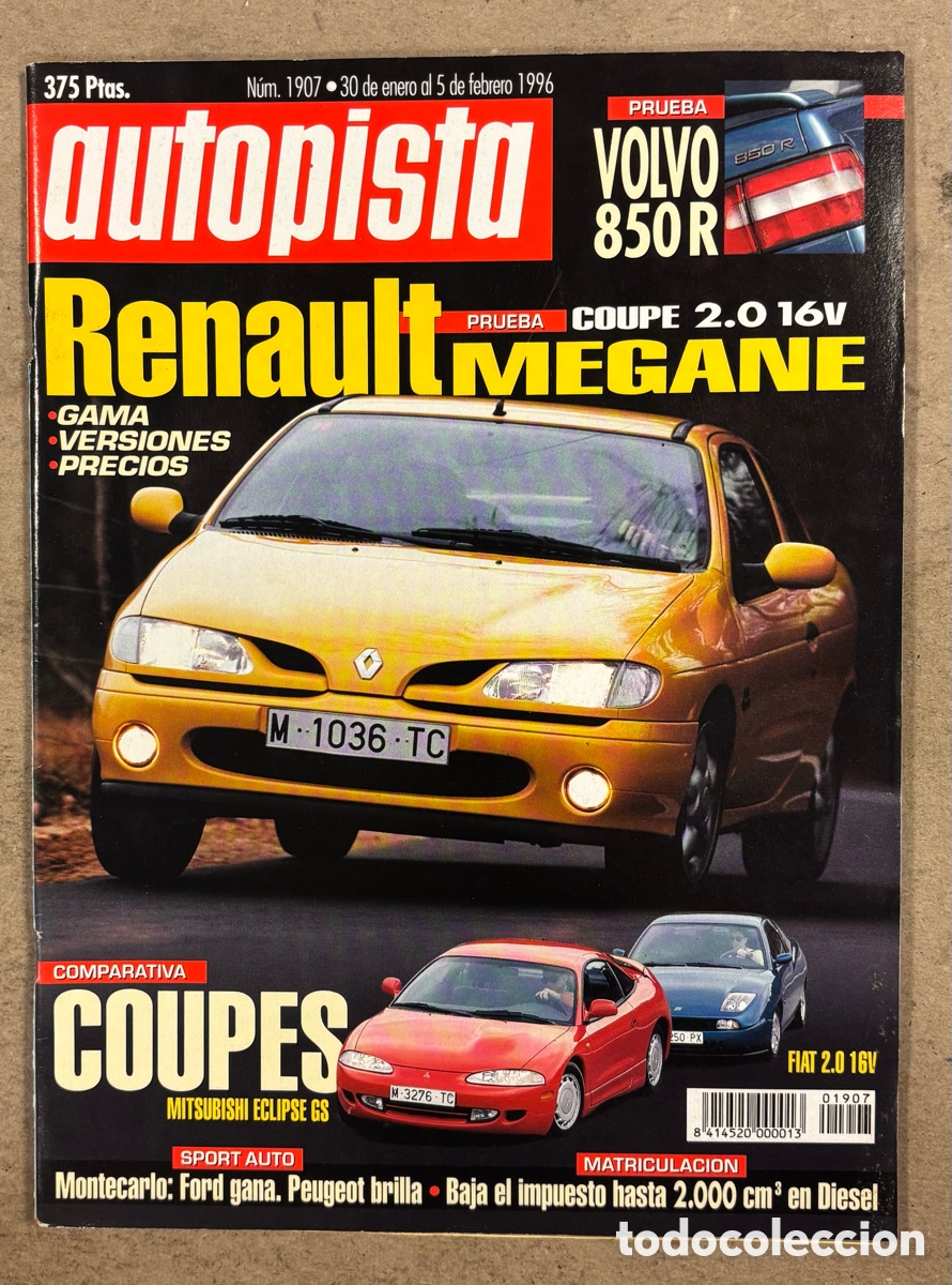 Coches: AUTOPISTA N&deg; 1907 (1996). REANULT MEGANE COUP&Eacute; 2.0 16V, MITSUBISHI ECLIPSE GS Vs FIAT 2.0 16V,&hellip;