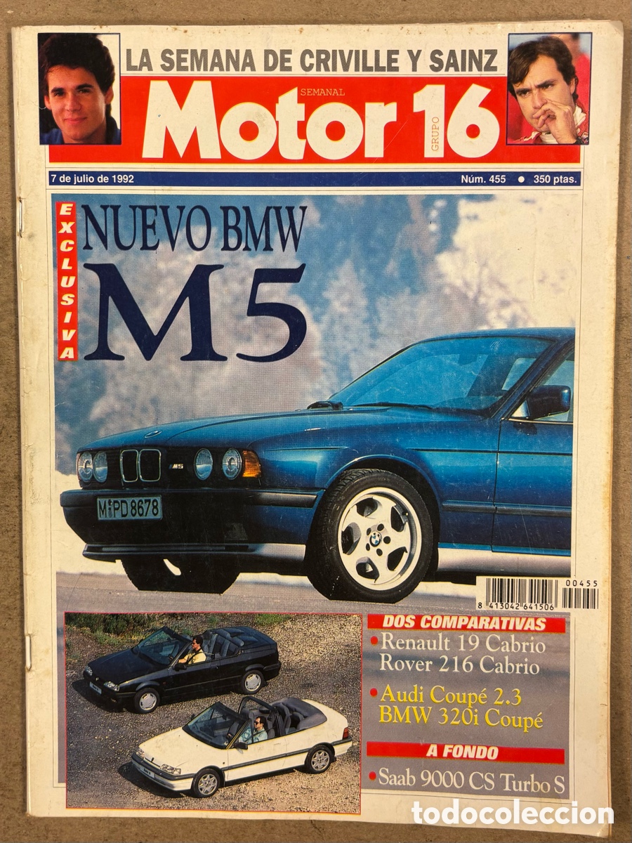 Coches: MOTOR 16 N&deg; 455 (1993). BMW M5, REANULT 19 CABRIO Vs ROVER 216 CABRIO, AUDI COUP&Eacute; 2.3 Vs BMW 320i