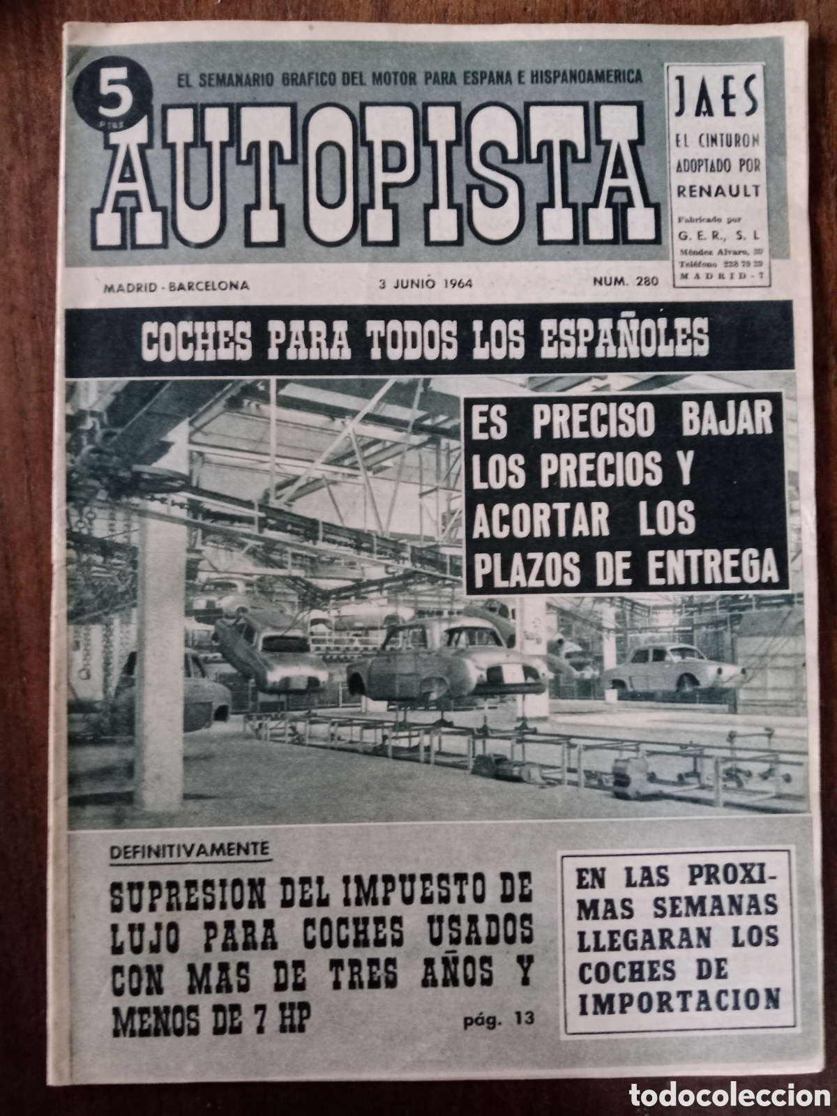 Voitures: Revista autopista n. 280 de 1964 autom&oacute;vil cami&oacute;n Pegaso
