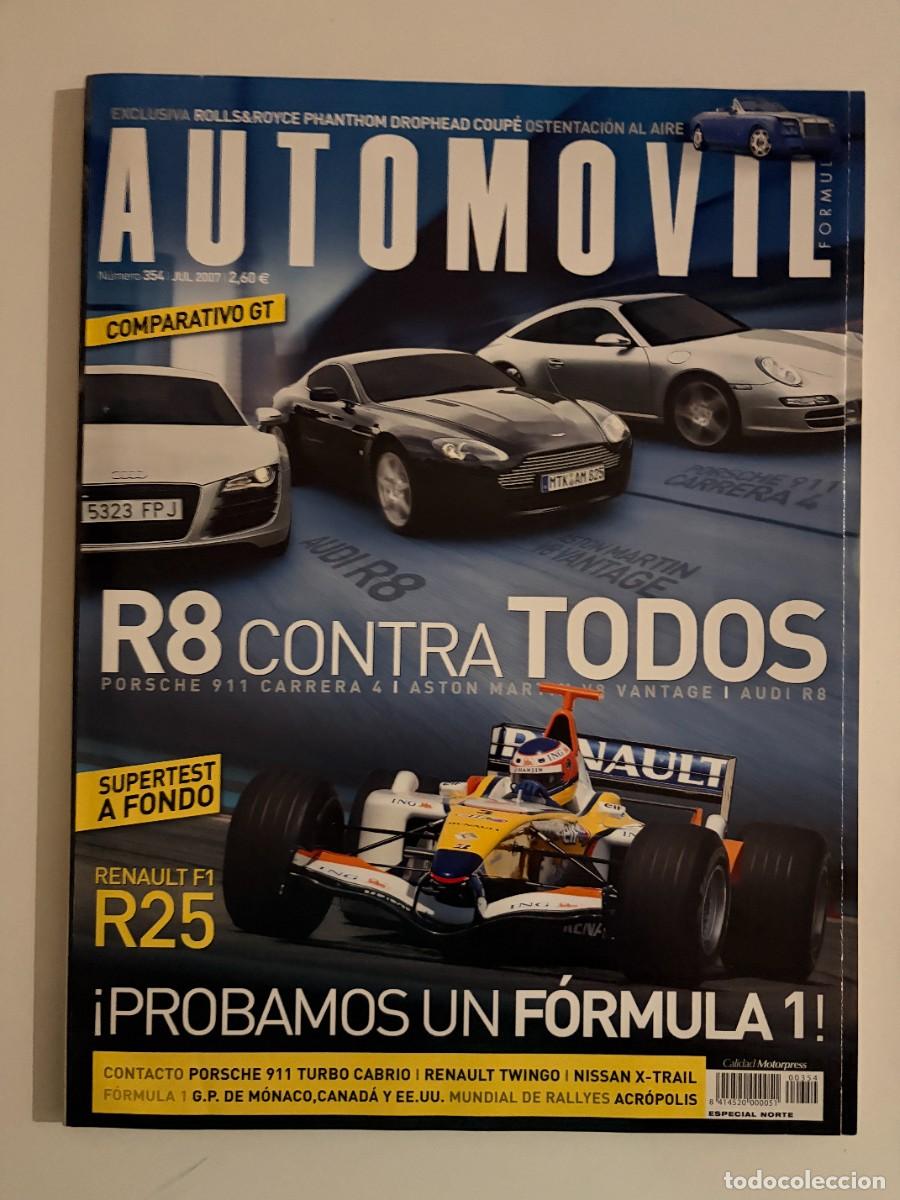 Voitures: AUTOMOVIL. N&ordm; 354. JULIO 2007. PORSCHE 911 TURBO CABRIO. AUDI R8. ASTON MARTIN V8 VANTAGE. LEER