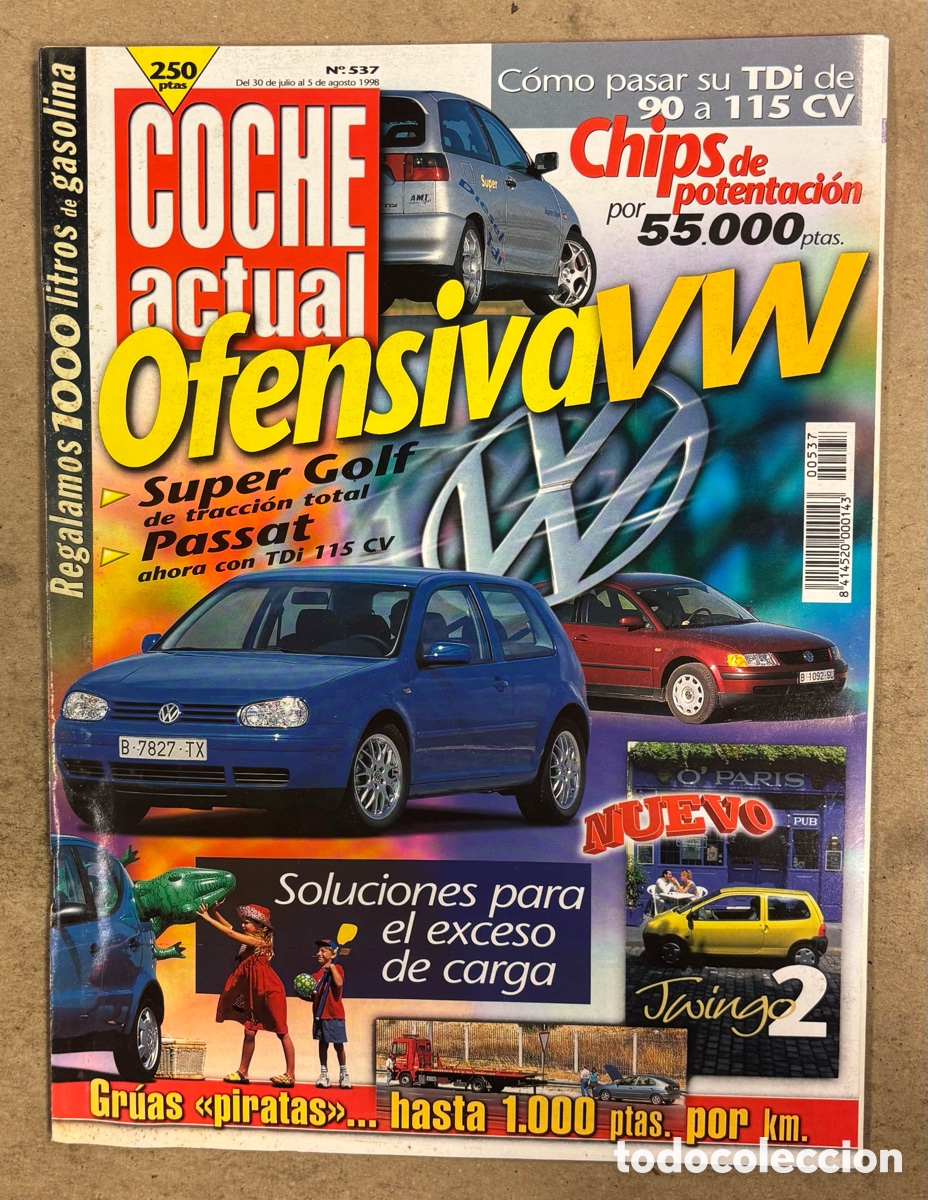Coches: COCHE ACTUAL N&deg; 537 (1998). VOLKSWAGEN SUPER GOLF, VE PASSAT, MERCEDES CLK 430, REANULT CLIO 1.2,&hellip;