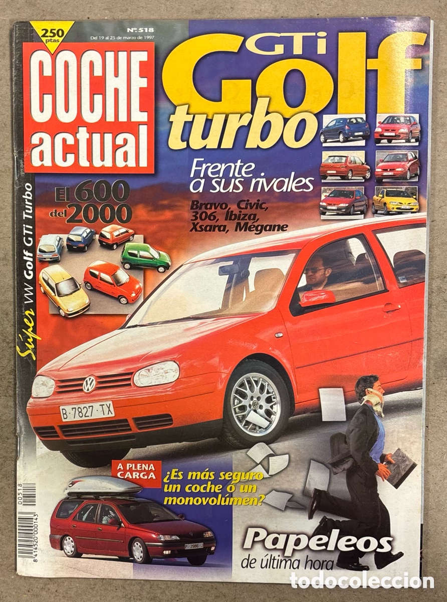 Coches: COCHE ACTUAL N&deg; 518 (1998). VOLKSWAGEN GOLF GTI TURBO, FIAT SEICENTO, CITROEN XSARA,..,