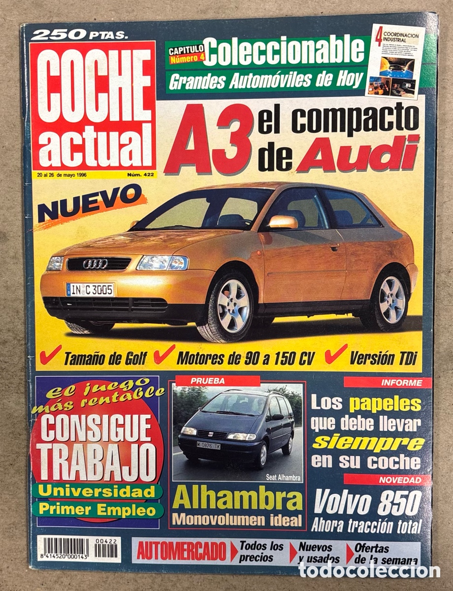 Coches: COCHE ACTUAL N&deg; 422 (1996). AUDI A3, SEAT ALHAMBRA, VOLVO 850, FIAT MAREA,&hellip;