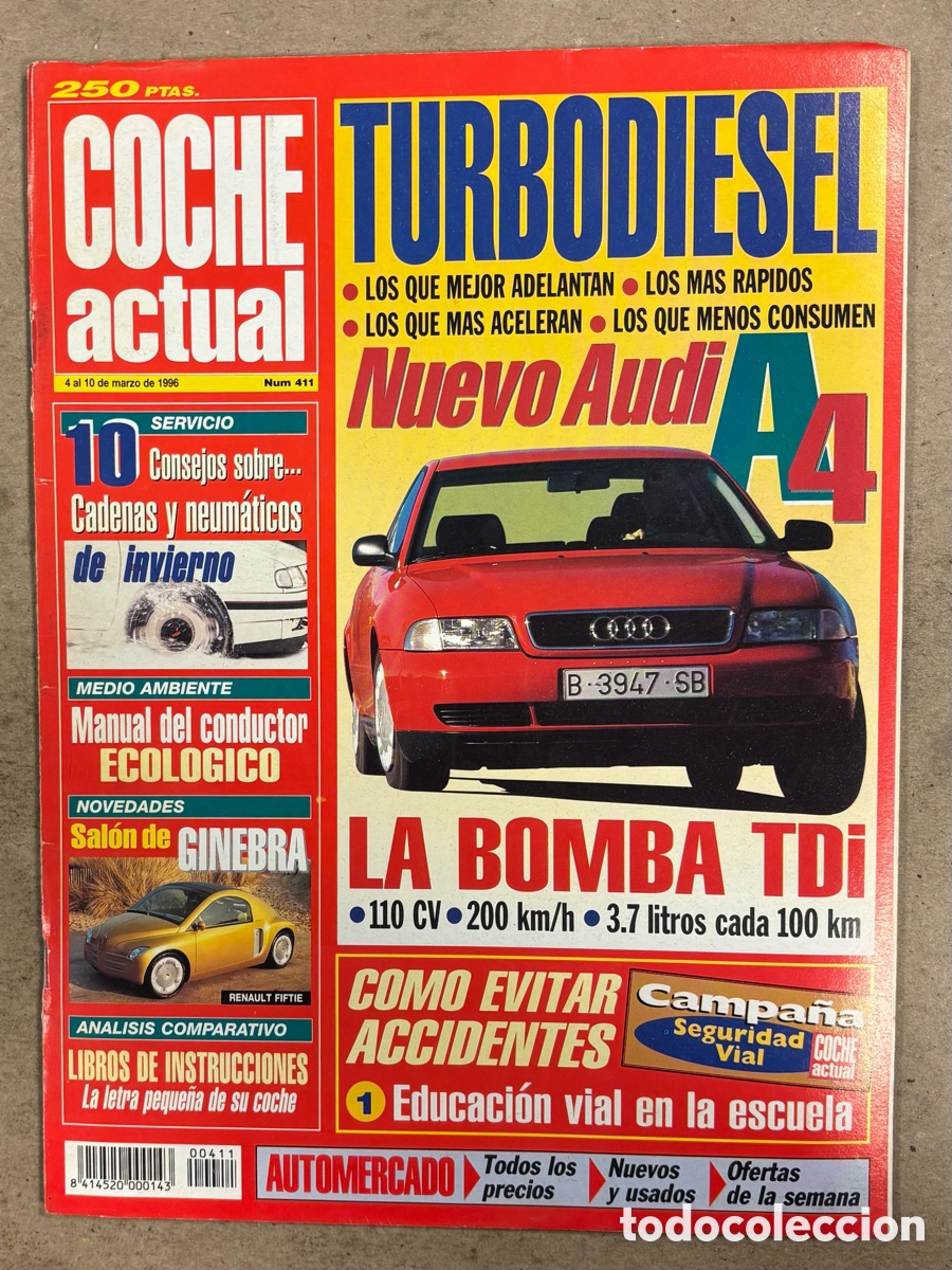 Coches: COCHE ACTUAL N&deg; 411 (1996). AUDI A4 TDI, TOYOTA CARINA E, MERCEDES CLASE C, CHRYSLER VISION,..,