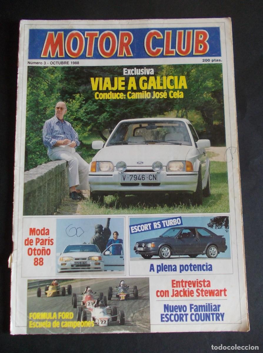 Coches: Revista MOTOR CLUB Viaje a Galicia Ford Camilo Jos&eacute; Cela Octubre 1988 Escort RS Turbo F&oacute;rmula