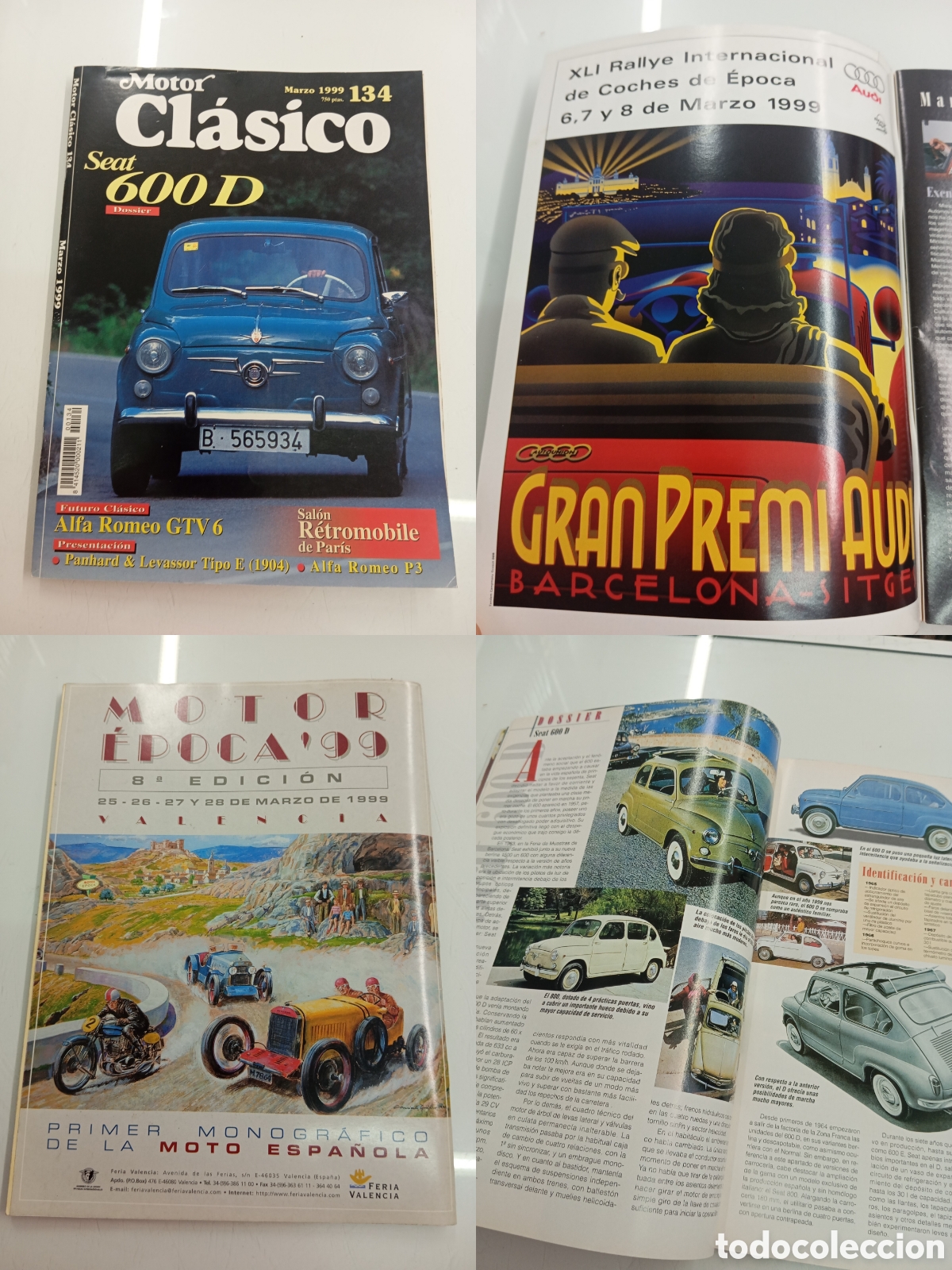 Coches: REVISTA MOTOR CLASICO N&ordm; 134 SEAT 600 D 800 SIATA FORMICHETTA PANHARD LEVASSOR BULTACO MARZO 1999