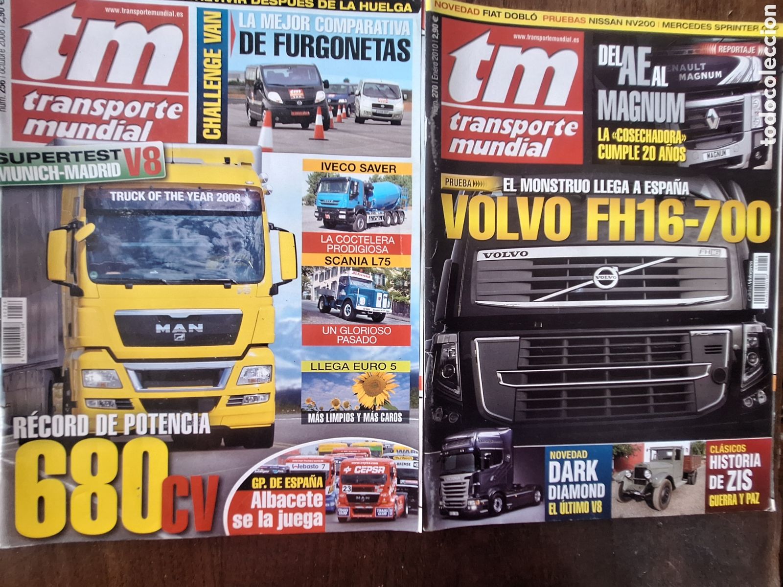 Coches: Revista transporte mundial n. 256 y 270 camion