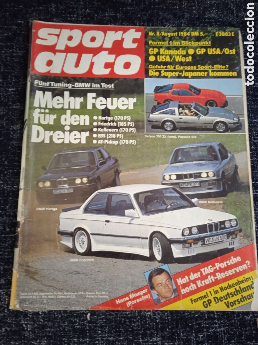 Coches: SPORT AUTO AUGUST 1984 - GP KANADA - GP USA -EDICION EN ALEMAN