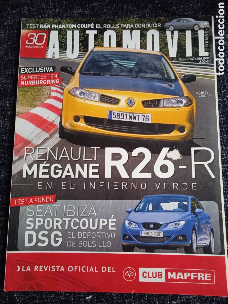 Coches: REVISTA AUTOM&Oacute;VIL. N&deg; 367. AGOSTO 2008. RENAULT MEGANE R26-R. - SEAT SPORTCOUPE DSG.