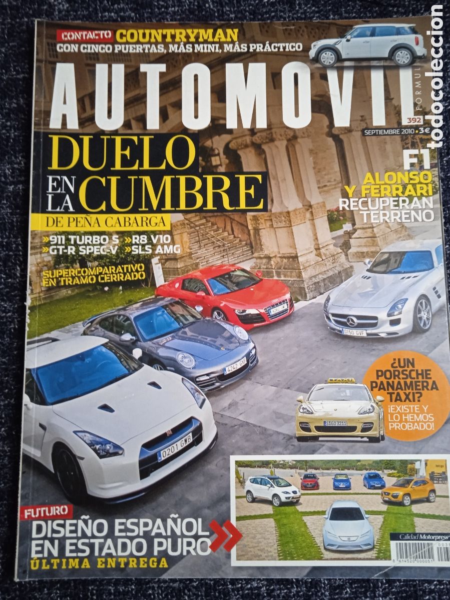 Coches: REVISTA AUTOM&Oacute;VIL. N&deg; 392 SEPTIEMBRE 2010 MERCEDES SLS AMG, NISSAN GTR SPECV, AUDI R8 V10,