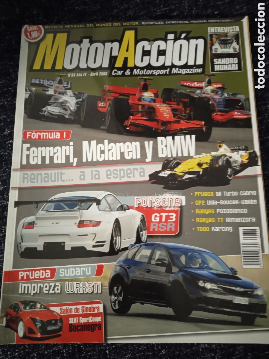 Coches: MOTOR ACCI&Oacute;N. N&ordm; 34 ABRIL 2008 -FERRARI, MCLAREN, BMW,