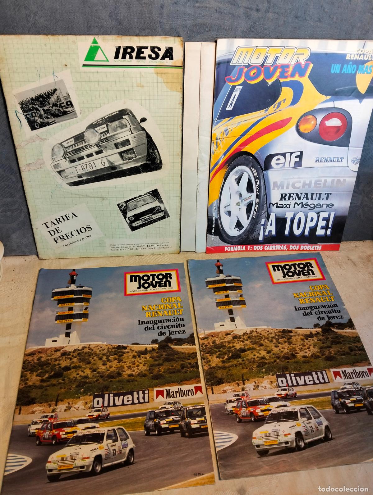 Coches: Lote revistas motor joven iresa copa nacional renault tarifa de precios a&ntilde;os 80-90 coches posters