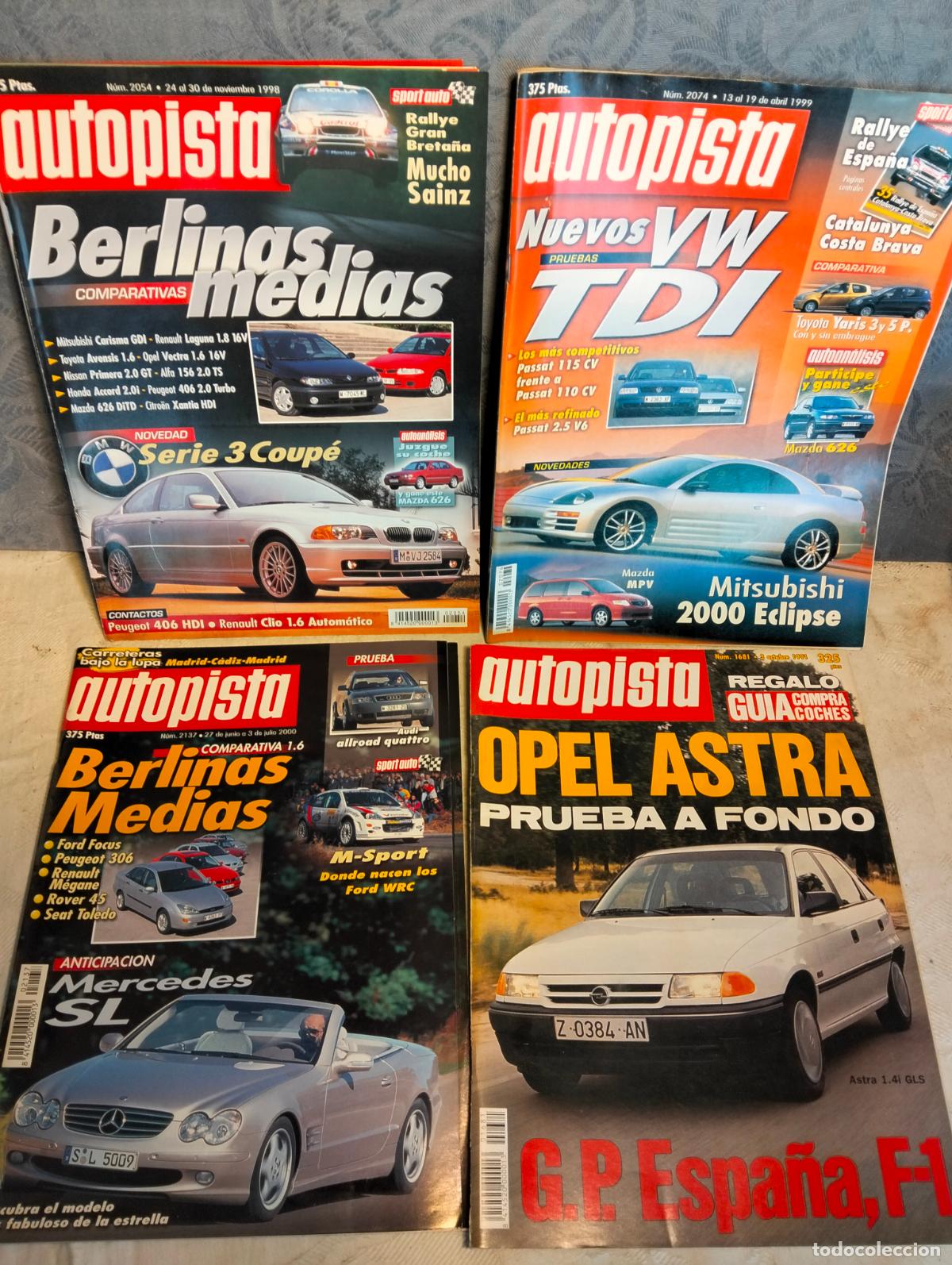 Coches: Lote revistas autopista auto mitsubishi opel astra bmw mercedes sl a&ntilde;os 80-90 coches autos carros