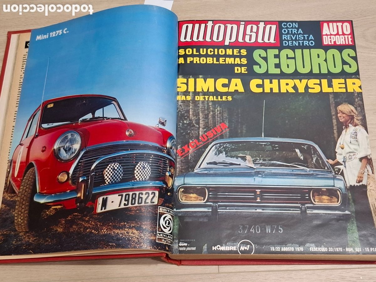 Coches: Revista autopista tomo con los n&uacute;meros del 600 al 615 del a&ntilde;o 1970 y revista Auto Deporte n&ordm; 1 al 15
