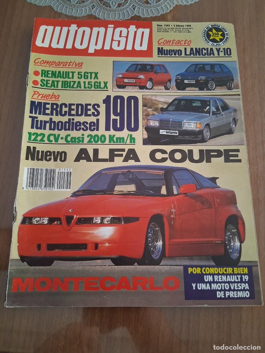 Coches: Revista coche autopista 1542 Alfa Romeo coupe Renault 5 GTX Seat ibiza GLX Rallye Massimo Biasion