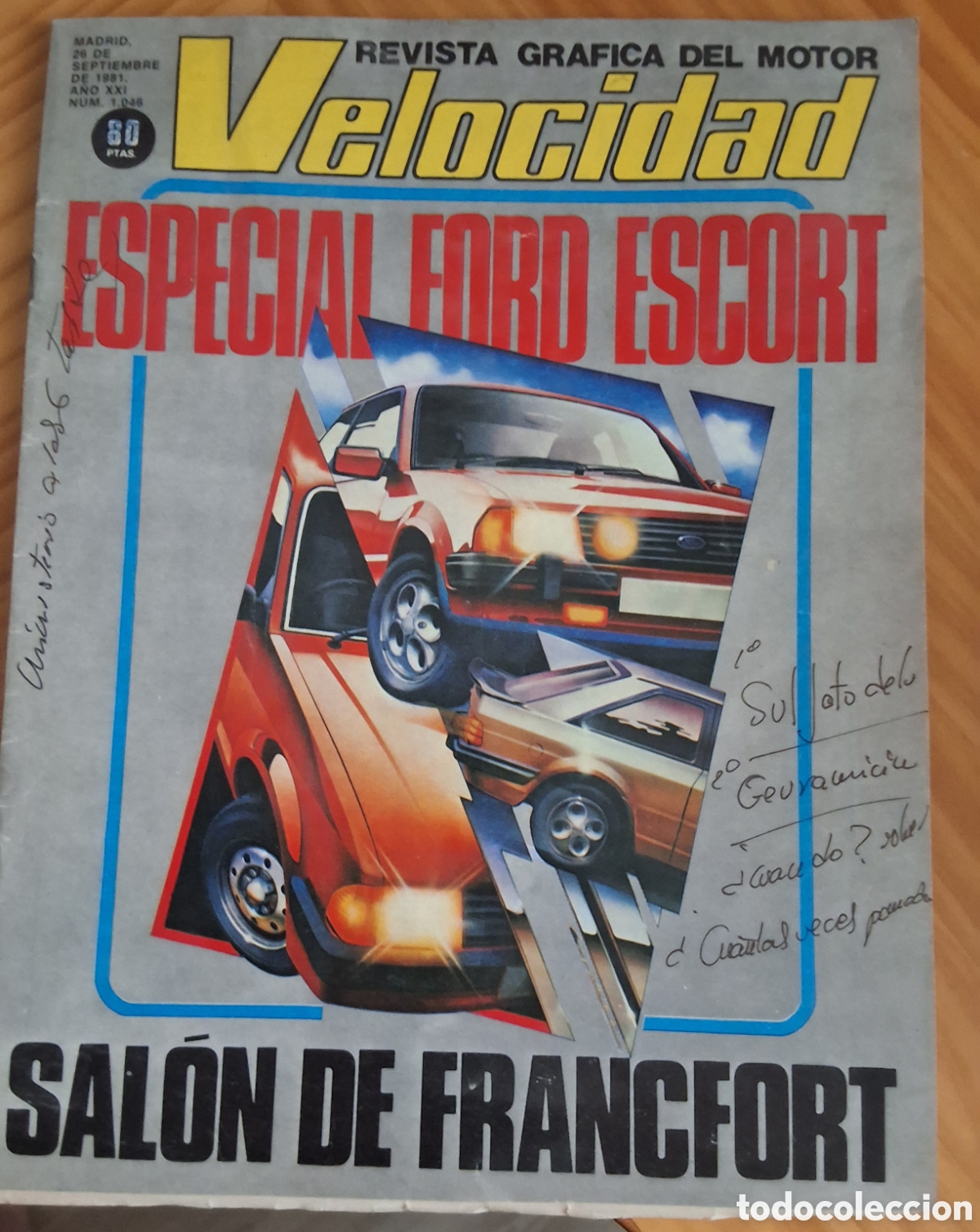 Coches: Velocidad revista coches n&uacute;mero 1046 a&ntilde;o (26/9/1981)
