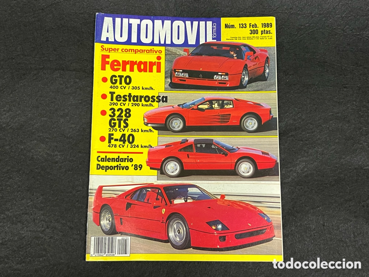 Coches: REVISTA AUTOMOVIL N&Uacute;MERO 133 FEBRERO 1989 FERRARI 328 GTS TESTARROSA OPEL KADETT VECTRA VER SUMARIO.