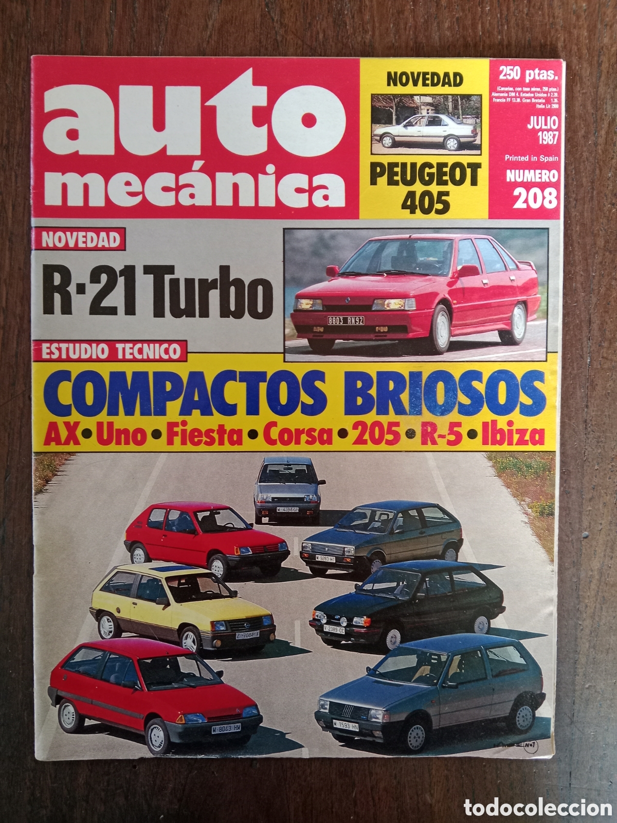 Coches: Revista auto mec&aacute;nica n. 208 de 1987 autom&oacute;vil Renault Peugeot