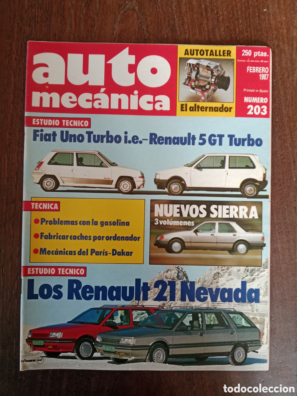 Coches: Revista auto mec&aacute;nica n. 203 de 1987 autom&oacute;vil Renault Fiat