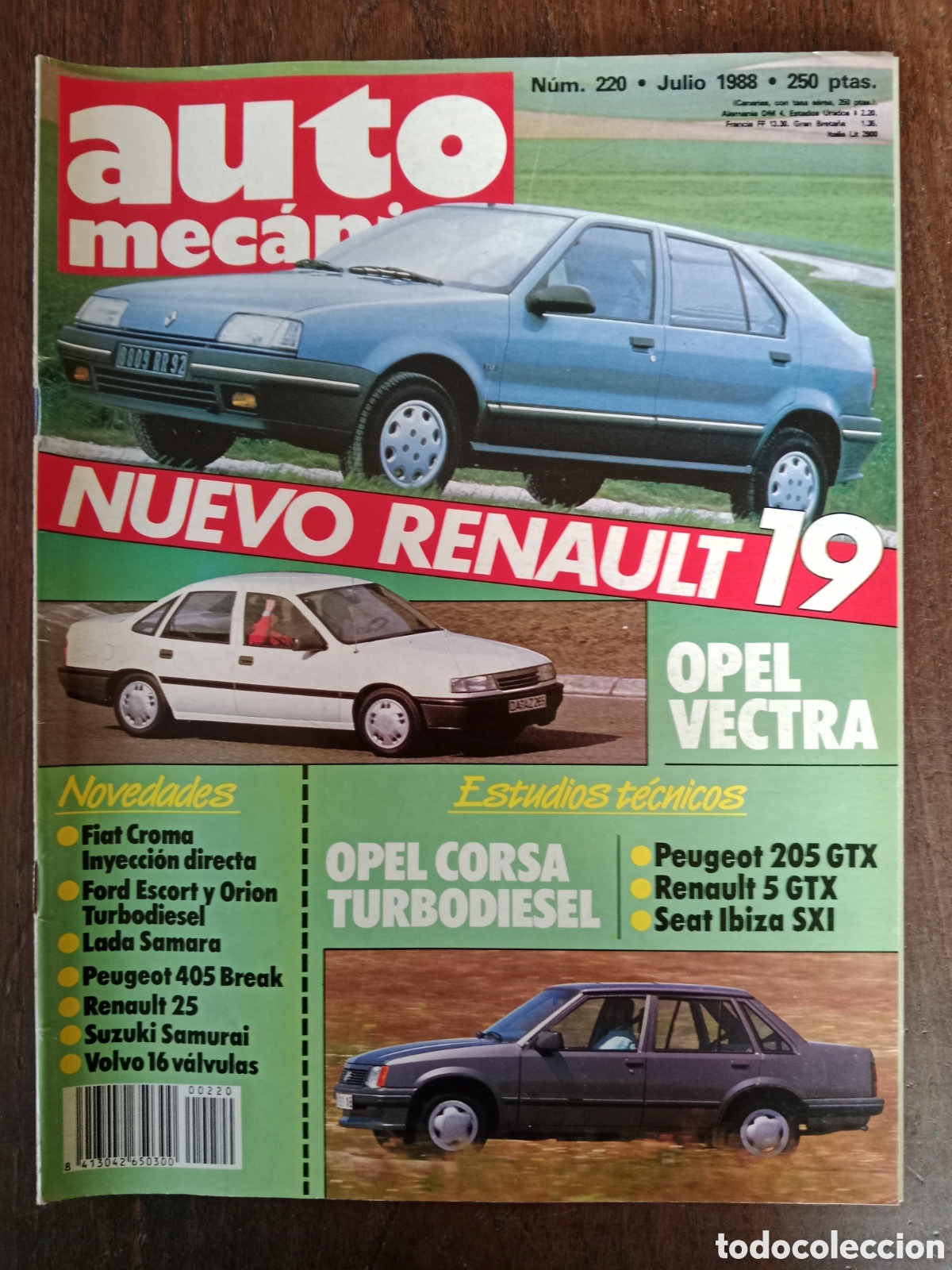 Coches: Revista auto mec&aacute;nica n. 220 de 1988 autom&oacute;vil Renault Opel