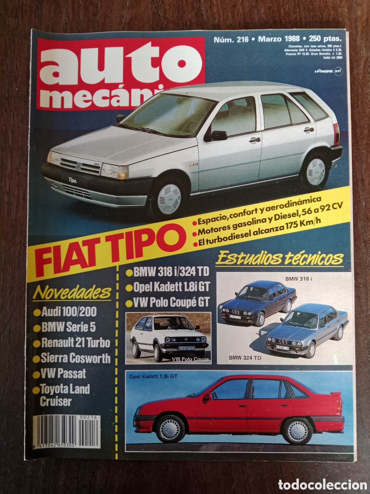 Coches: Revista auto mec&aacute;nica n. 216 de 1988 autom&oacute;vil Fiat