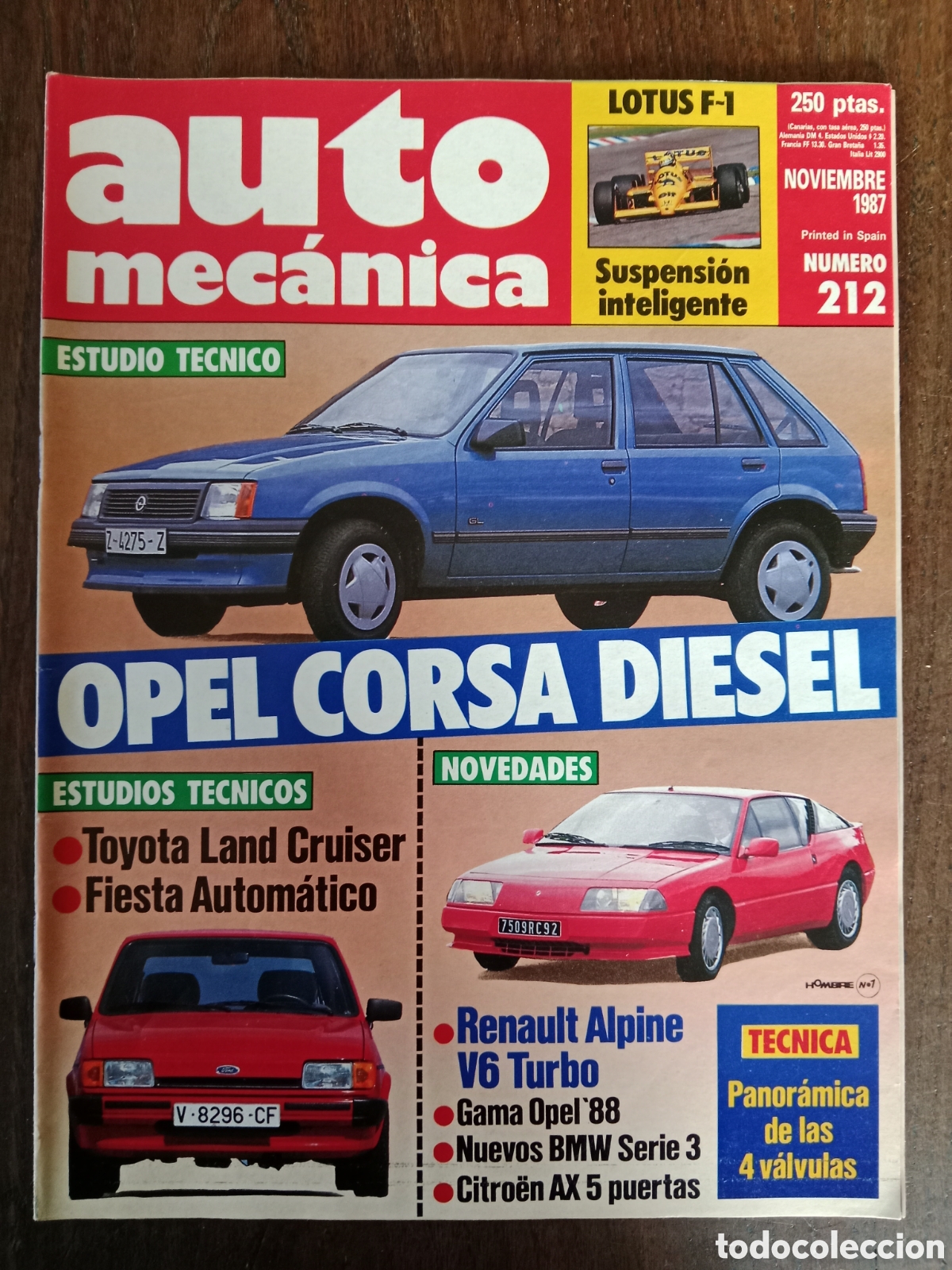 Coches: Revista auto mec&aacute;nica n. 212 de 1987 autom&oacute;vil Opel Toyota