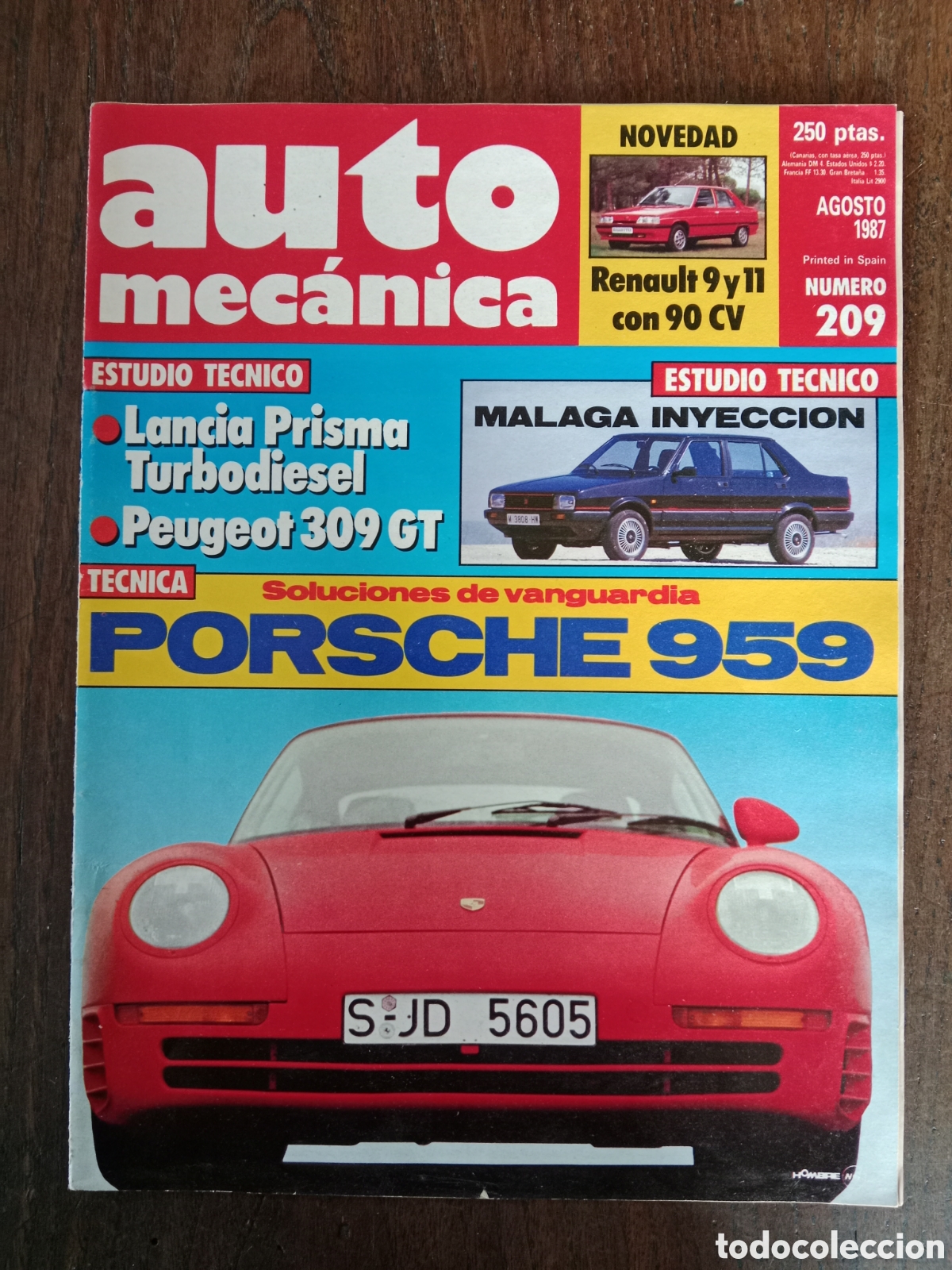 Coches: Revista auto mec&aacute;nica n. 209 de 1987 autom&oacute;vil Porsche lancia Peugeot