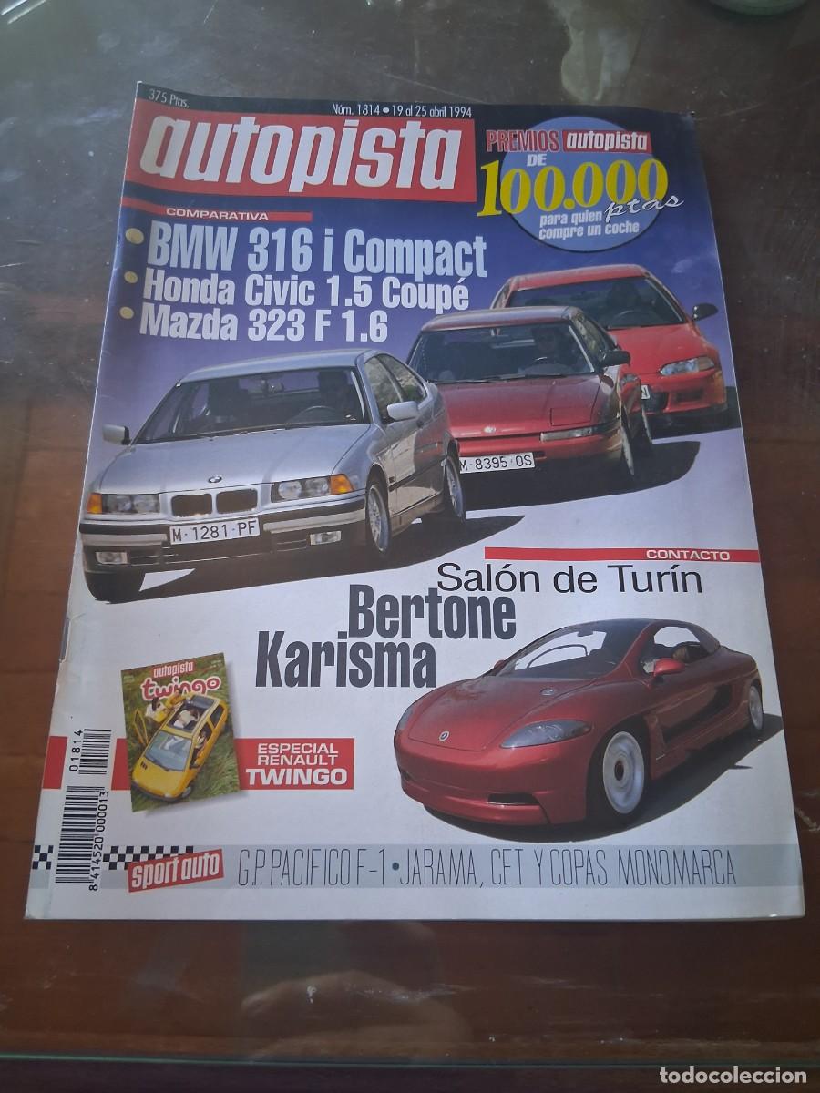Coches: Revista coche autopista 1814 Bertone Karisma BMW serie 3 316 i Honda Civic Mazda 323 Renault Twingo