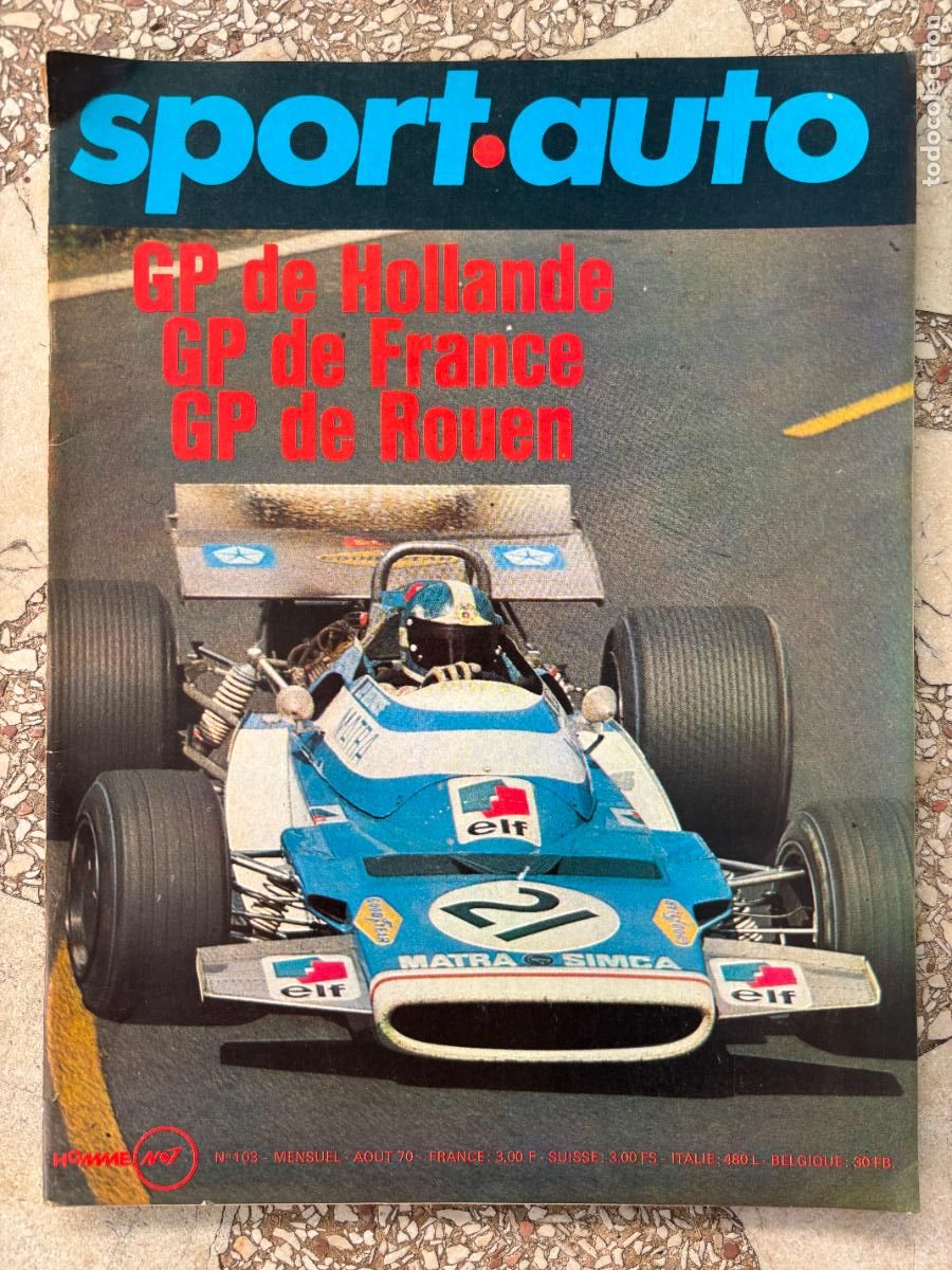 Coches: SPORT AUTO N&ordm; 103. GRAND PRIX DE FRANCE. FRAN&Ccedil;OIS CEVERT. MONT-MENTOUX. COUPE GORDINI.