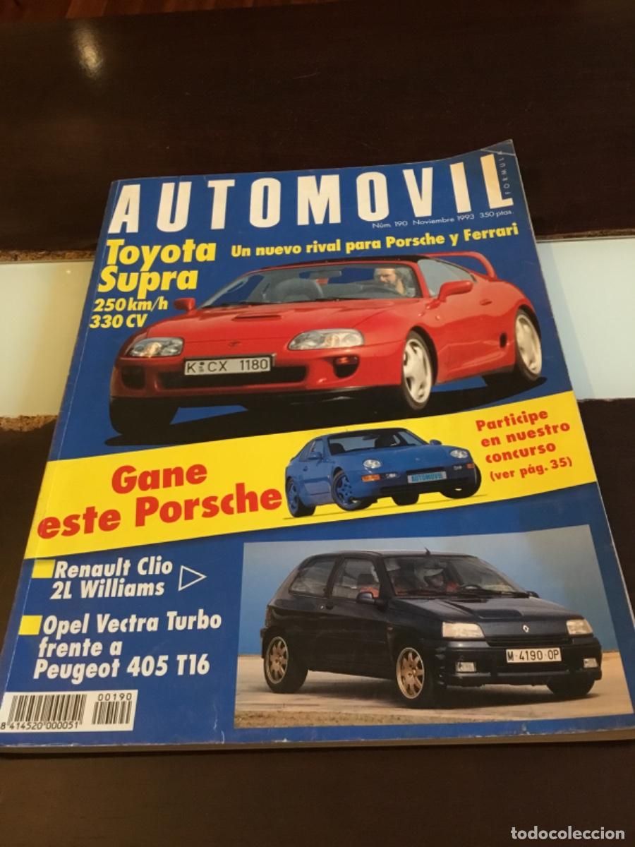 Coches: Autom&oacute;vil revistas n&uacute;mero 190/1993 Toyota supra/Renault Clio 2 l/Opel Vectra/Peugeot