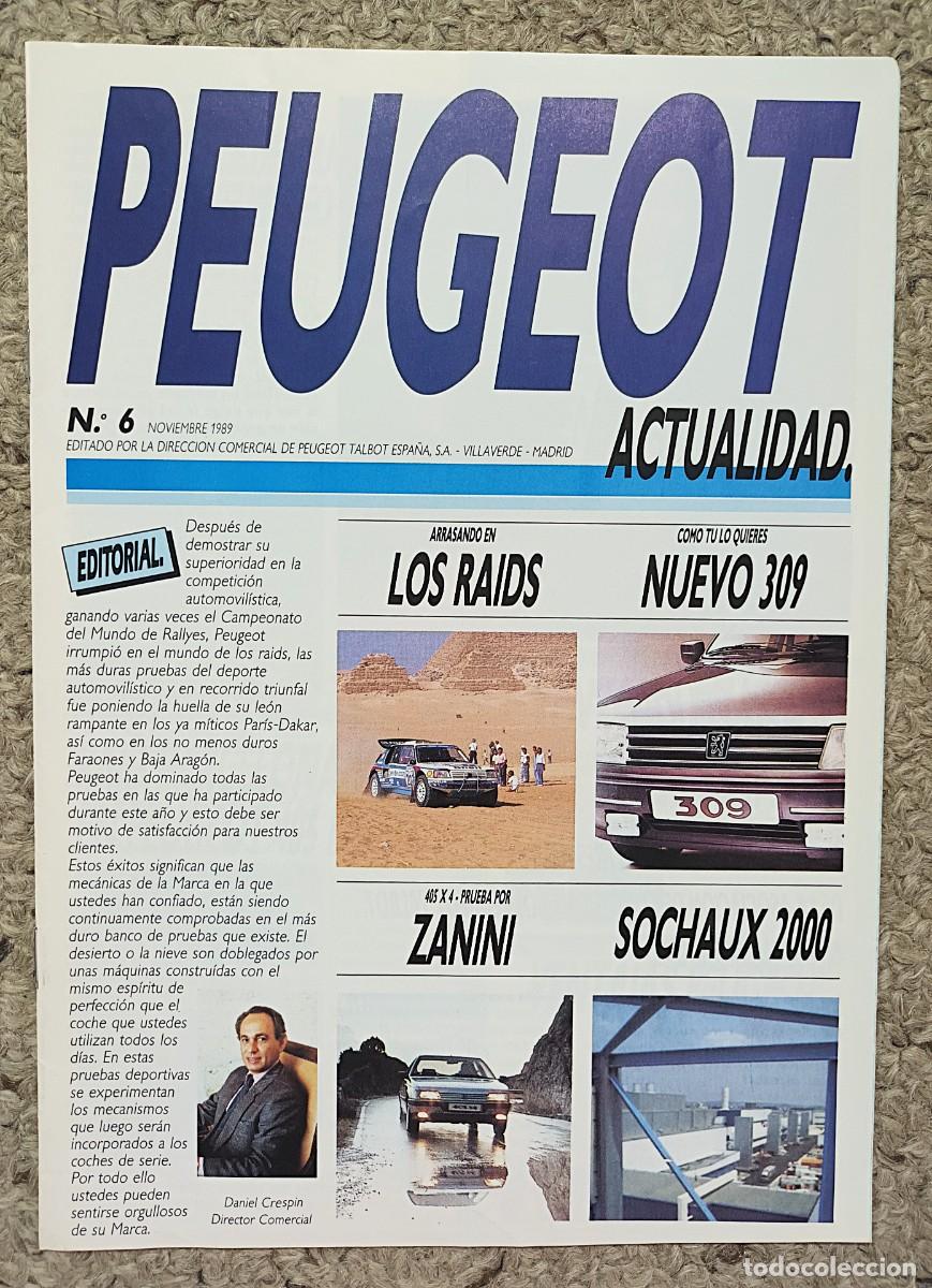 Coches: REVISTA PEUGEOT ACTUALIDAD N&ordm; 6 NOVIEMBRE DE 1989
