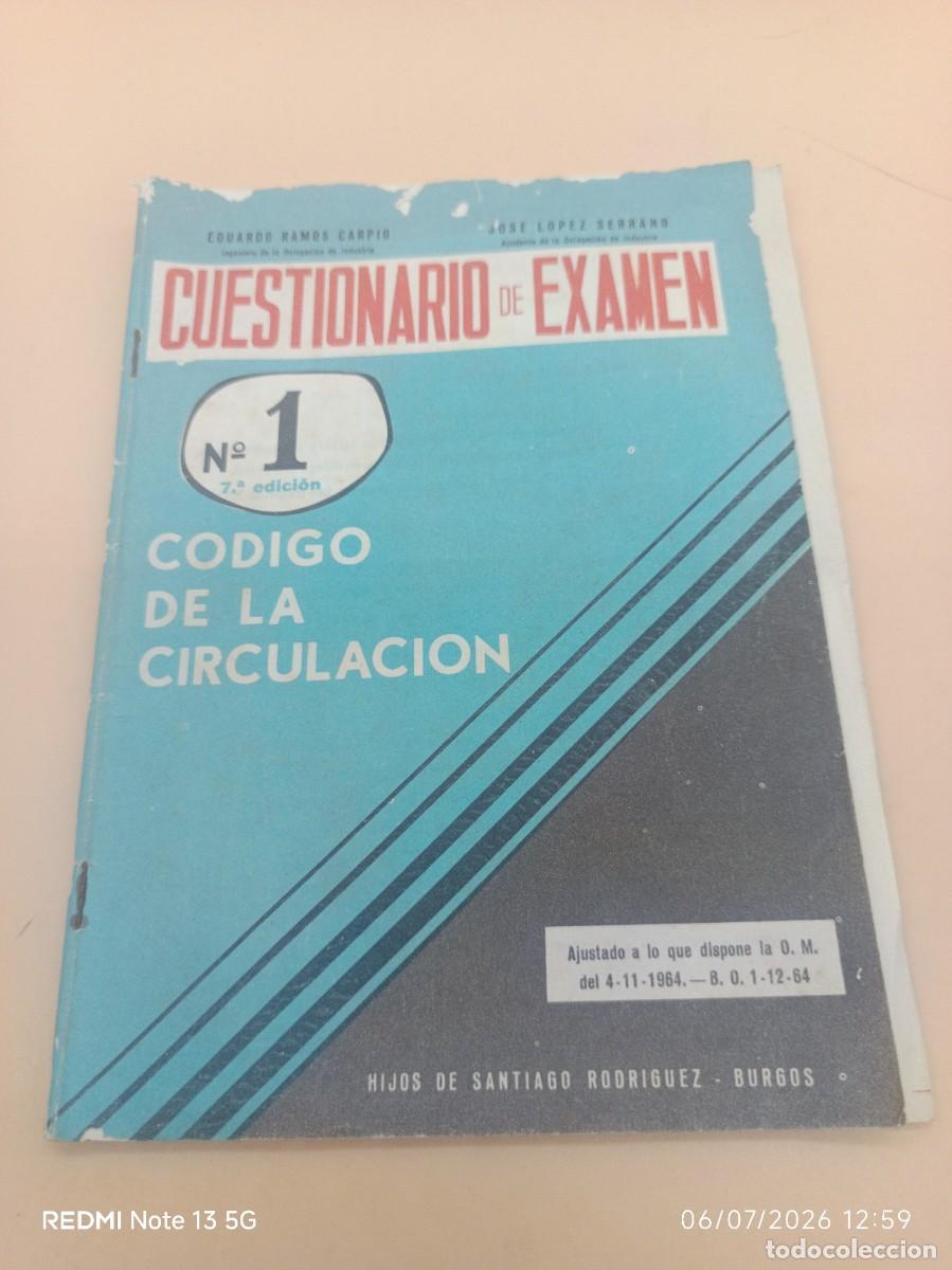 Coches: CUESTIONARIO DE EXAMEN, N.1 CODIGO DE CIRCULACION