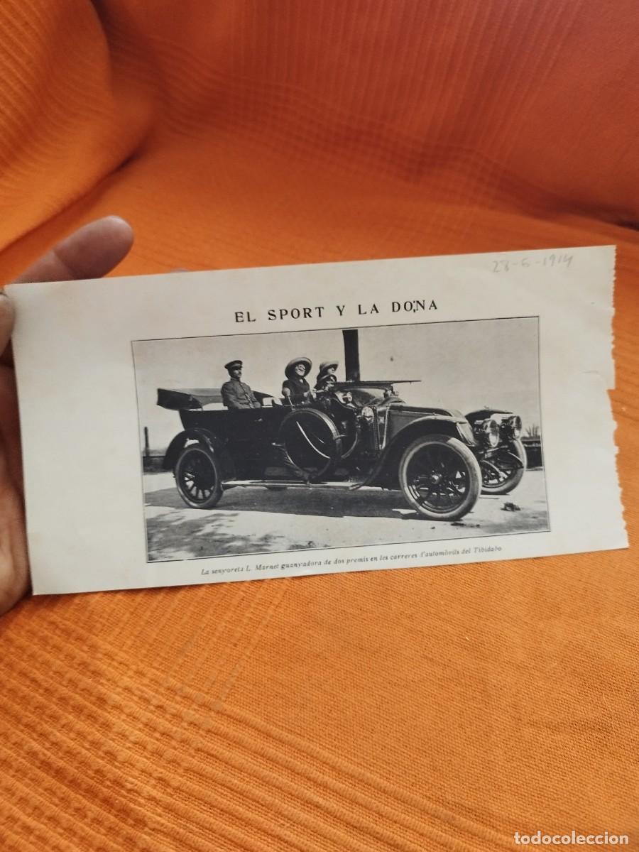 Coches: L. Marret, recorte de revista con coche antiguo carrera Tibidabo Barcelona.